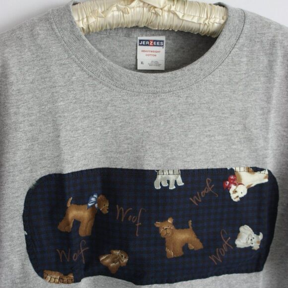 X-LARGE Heather Gray T Shirt Unisex - Navy Puppy print NEW - Picture 10 of 11